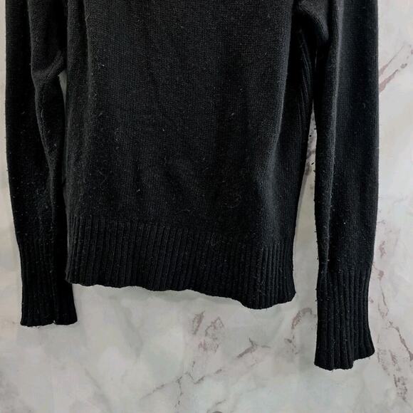 By Anthropologie Sweater Womens XS Black Turtleneck Side Slits Boxy Oversized - Picture 6 of 10